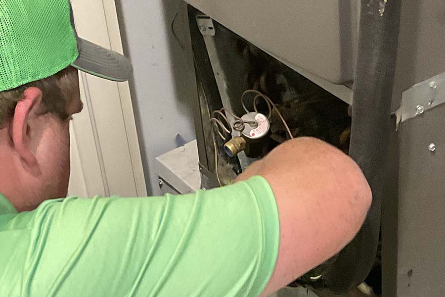 Air handler repair installation in progress