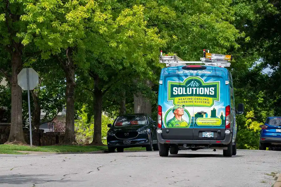 Air Solutions service van during community service efforts