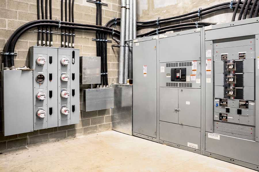 Commercial electrical work underway