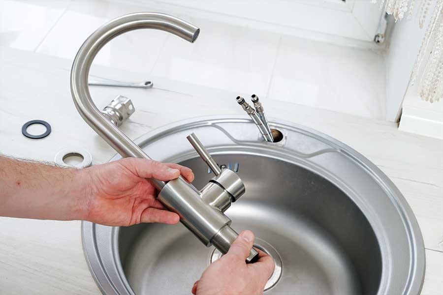 Faucet installation upgrade in progress