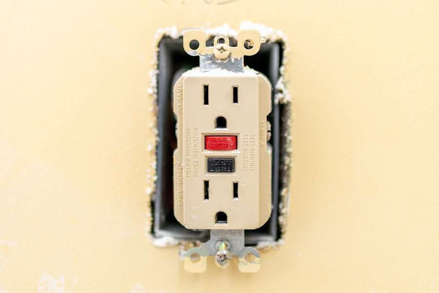 GFCI outlet installation in progress