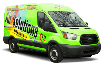 Air Solutions Heating, Cooling, Plumbing & Electrical service truck image.